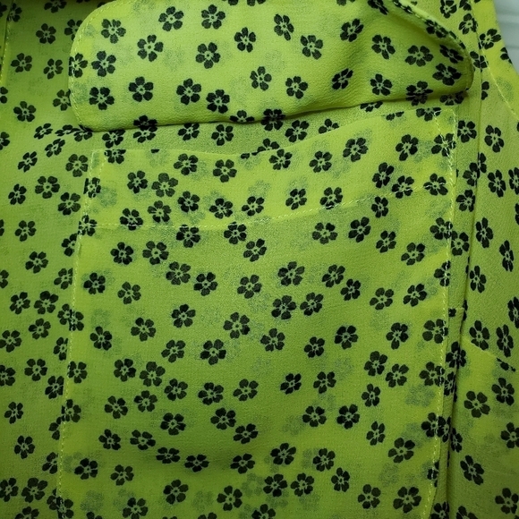 Cabi Viola Blouse #5348 Yellow Black Sheer Sleeveless Button Front Top Sz XSmall - Picture 4 of 8